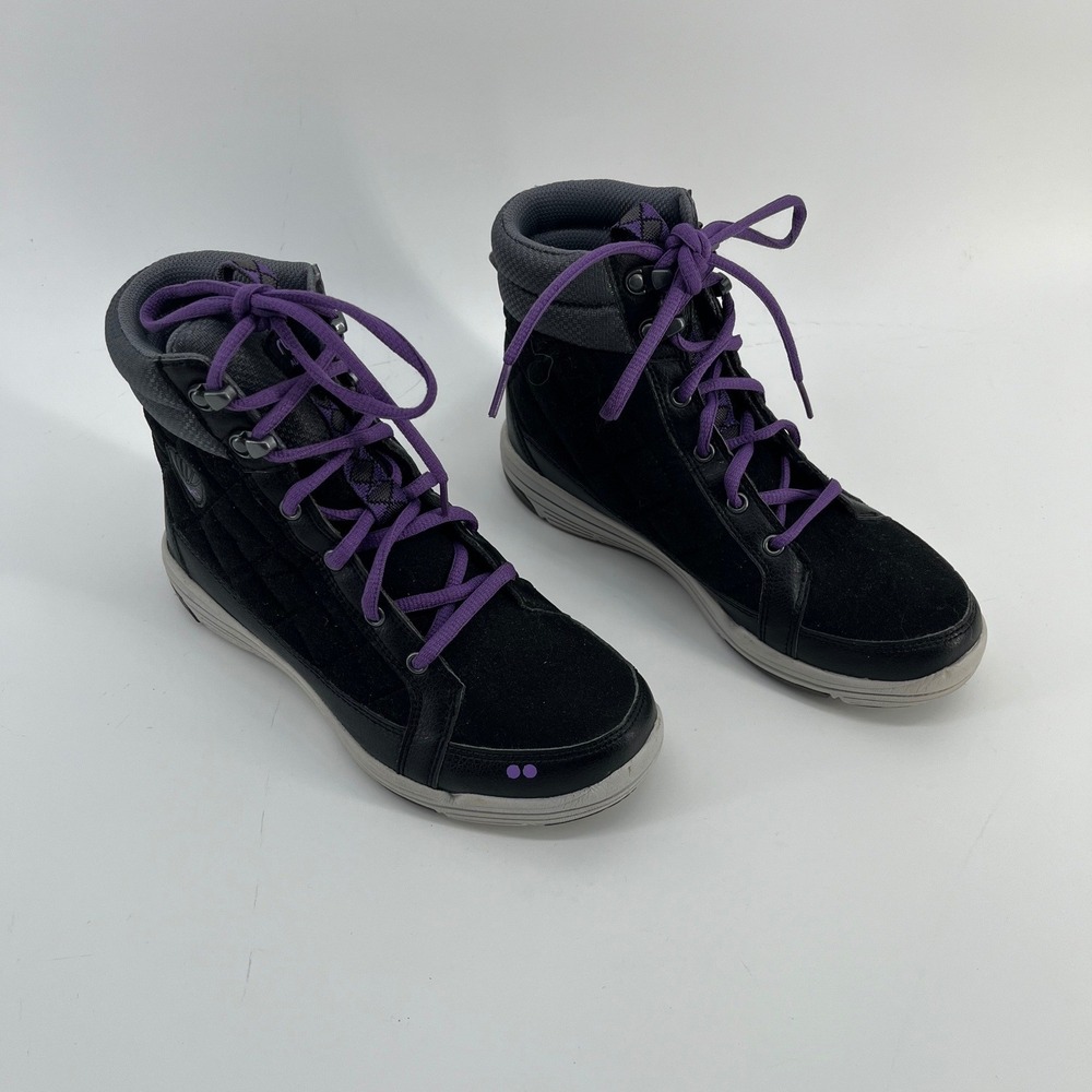 Ryka Aurora Sneaker Boots Black Purple Quilted High Top Women Size 6M